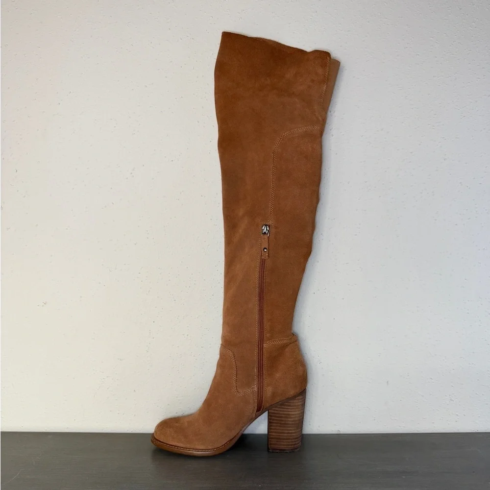 KELSI DAGGER BROOKLYN KDB Logan Camel Over The Knee Boots Suede Leather Size 8
